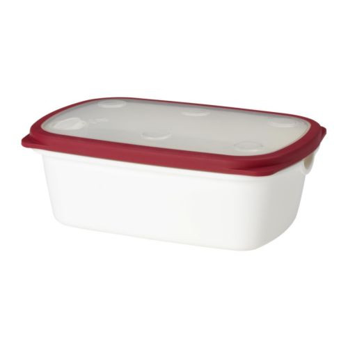 IKEA 365+ Food container, white, red - 001.285.84