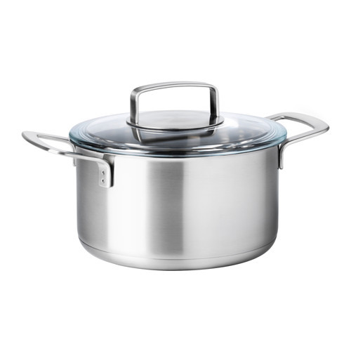 IKEA 365+ Pot with lid, stainless steel, glass - 702.567.52