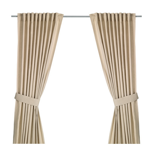 INGERT Curtains with tie-backs, 1 pair, beige - 902.578.59
