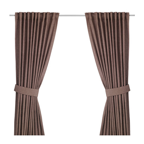 INGERT Curtains with tie-backs, 1 pair, brown - 202.578.53
