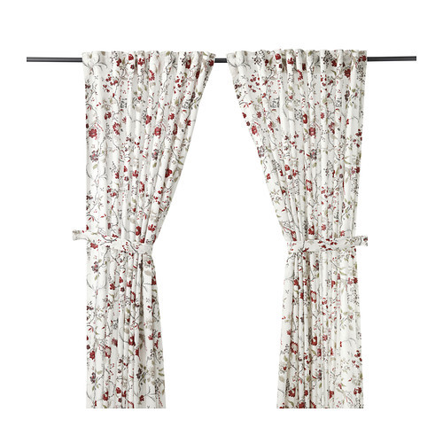 INGMARIE Curtains with tie-backs, 1 pair, multicolor - 702.619.23