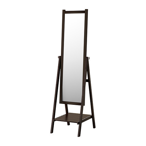 ISFJORDEN Floor mirror, black-brown stain - 302.174.99
