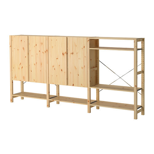 IVAR 3 sections/shelves/cabinet, pine - 090.007.36
