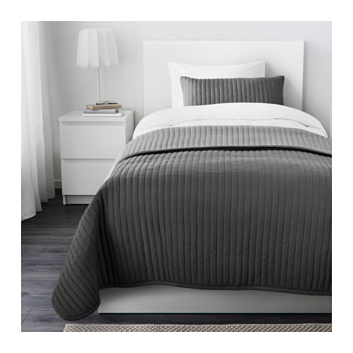 KARIT Bedspread and cushion cover, gray - 402.902.48
