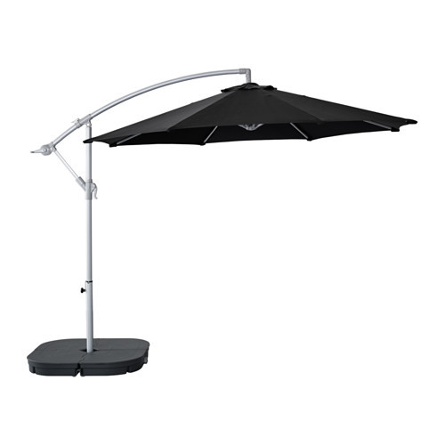KARLSÖ /
SVARTÖ Hanging umbrella with base, black, dark gray - 390.484.35