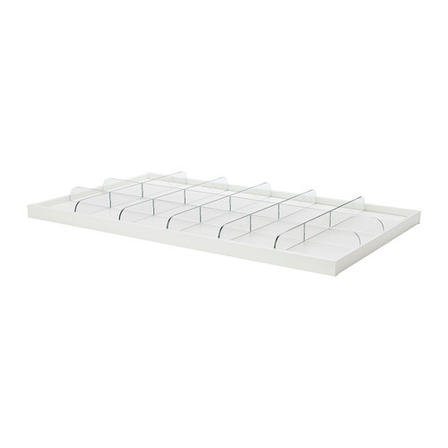 KOMPLEMENT Pull-out tray with divider, white, clear - 190.110.65