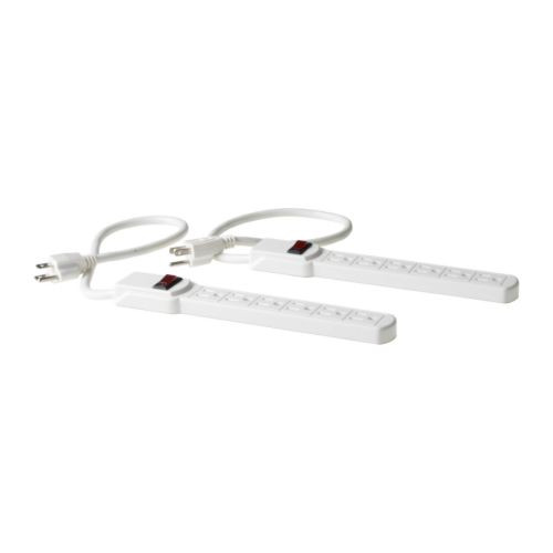 KOPPLA 6 outlet power strip with switch, grounded white - 700.864.01