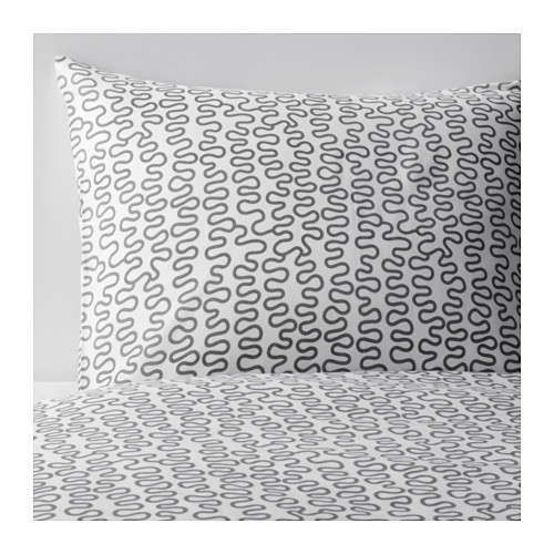 KRÅKRIS Duvet cover and pillowcase(s), gray/white - 802.504.34