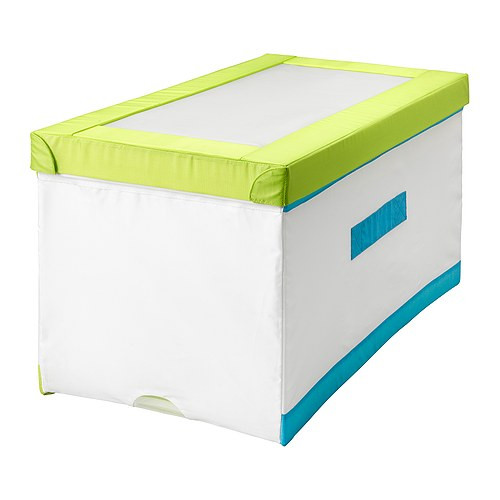 KUSINER Box with lid, white/green, turquoise - 503.069.32