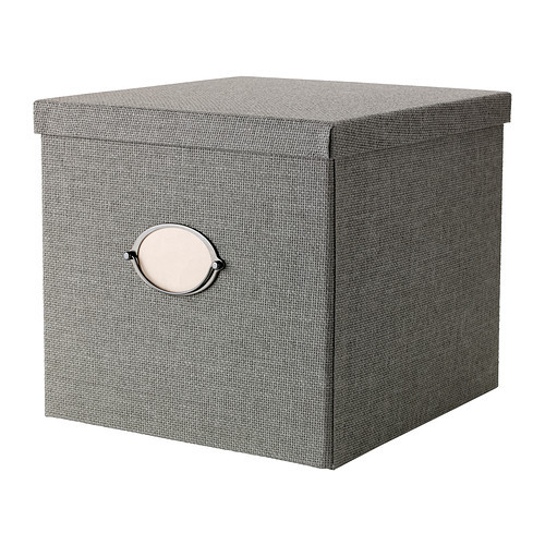 KVARNVIK Box with lid, gray - 302.566.69
