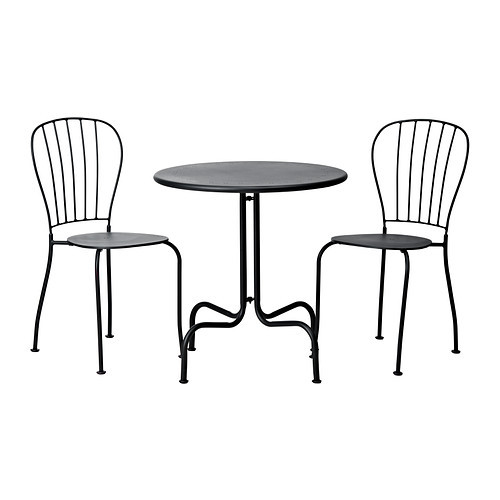 LÄCKÖ Table+2 chairs, outdoor, gray - 498.984.35