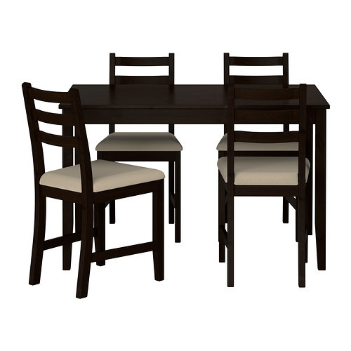 LERHAMN Table and 4 chairs, black-brown, Vittaryd beige - 590.071.70