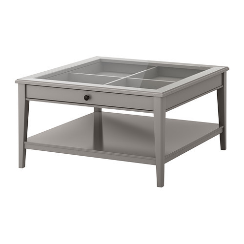 LIATORP Coffee table, gray, glass - 502.693.69