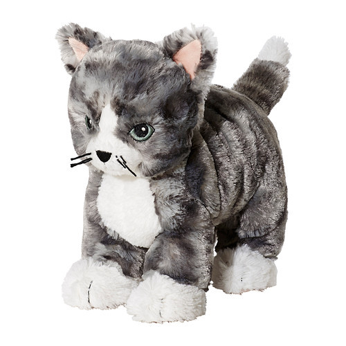 LILLEPLUTT Soft toy, cat gray, white - 602.604.53