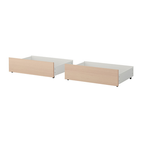 MALM Underbed storage box for high bed, white stained oak veneer - 102.646.94