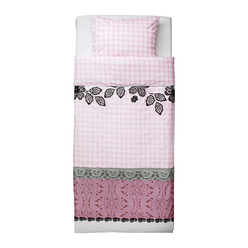 MYSTISK Duvet cover and pillowcase(s), lace pink - 702.365.23