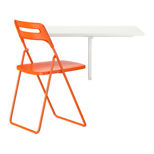 NORBERG /
NISSE Table and 1 chair, white, orange - 990.106.51