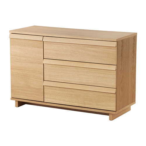OPPLAND 3-drawer chest with 1 door, oak veneer - 302.691.48