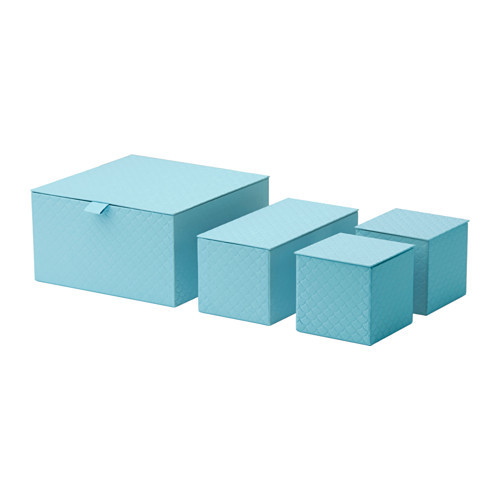 PALLRA Box with lid, set of 4, light blue - 202.724.91