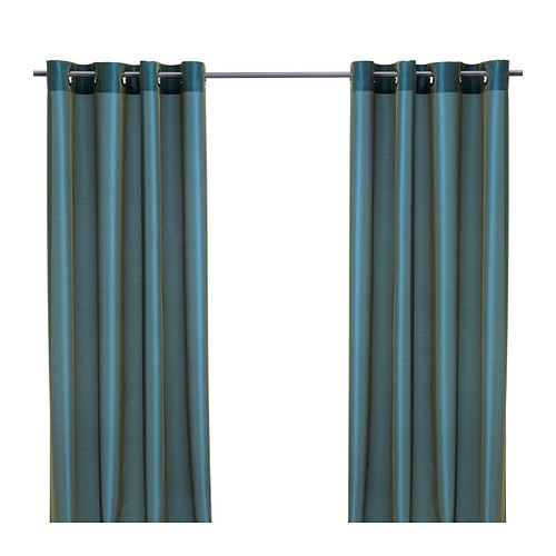 PÄRLBUSKE Curtains, 1 pair, green-blue - 502.323.28