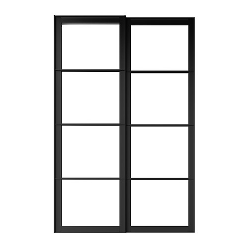 PAX Pair of sliding door frames & rail, black - 802.502.74