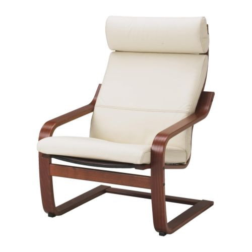 POÄNG Chair, medium brown, Glose Robust off-white - 698.305.95