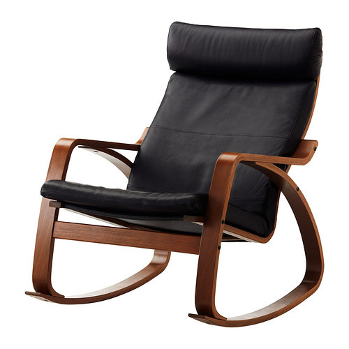 POÄNG Rocking chair, medium brown, Glose Robust black - 499.039.36