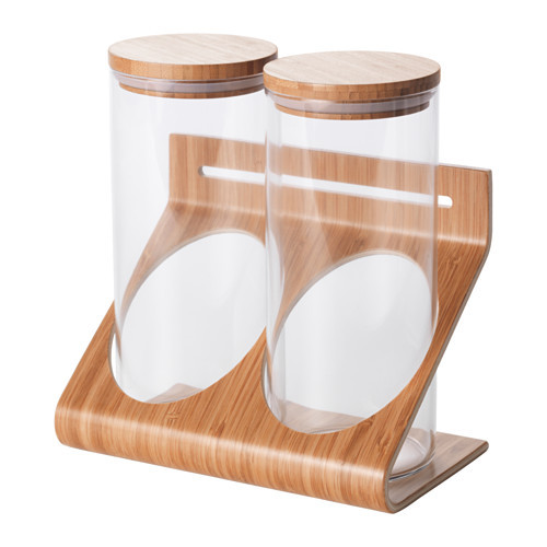 RIMFORSA Holder with containers, glass, bamboo - 802.820.72