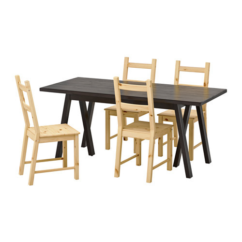 RYGGESTAD/
GREBBESTAD / IVAR Table and 4 chairs, black, pine - 691.026.28