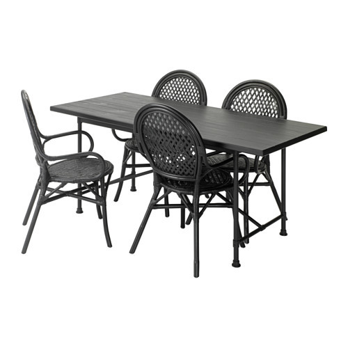RYGGESTAD/
KARPALUND / ÄLMSTA Table and 4 chairs, black, rattan black - 391.025.35