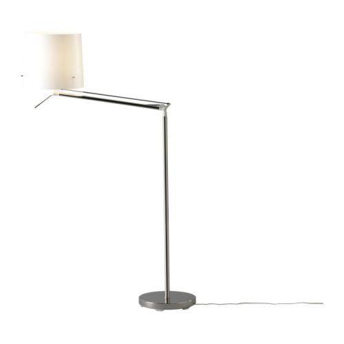 SAMTID Floor/reading lamp, nickel plated, white - 902.865.69