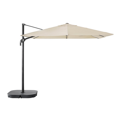SEGLARÖ /
SVARTÖ Hanging umbrella with base, tilting beige, dark gray - 790.484.38