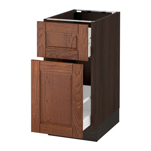 SEKTION Base cabinet/p-out storage/drawer, brown Maximera, Filipstad brown - 390.354.85