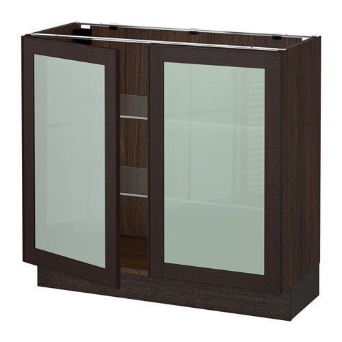 SEKTION Base cabinet with 2 glass doors, brown, Ekestad brown - 390.415.80