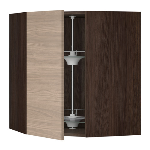 SEKTION Corner wall cabinet with carousel, brown, Brokhult walnut - 690.405.17