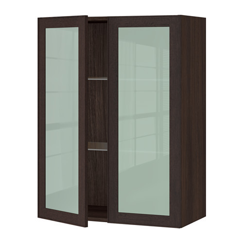 SEKTION Wall cabinet with 2 glass doors, brown, Ekestad brown - 190.356.41