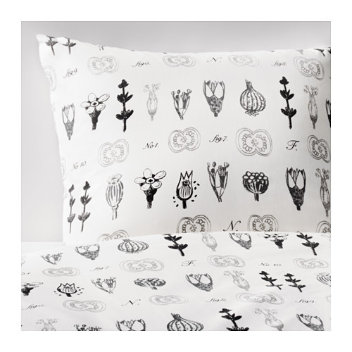 SISSELA Duvet cover and pillowcase(s), white, dark gray - 902.829.86