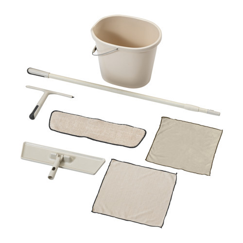 SKVALPA 7-piece cleaning set with flat mop, beige - 702.511.13