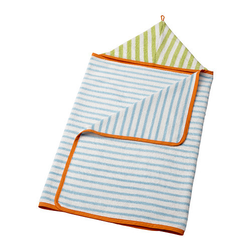 STÄNKA Baby towel with hood, light blue, green - 402.520.10