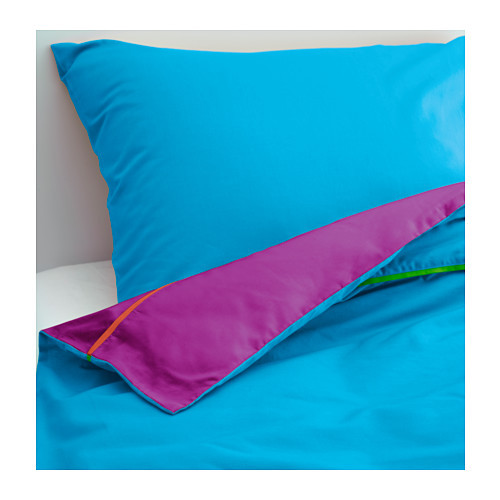 STICKAT Duvet cover and pillowcase(s), turquoise, lilac - 202.962.51