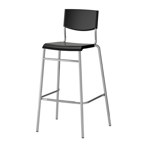STIG Bar stool with backrest, black, silver color - 801.552.05