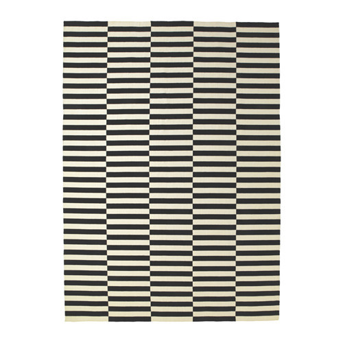 STOCKHOLM Rug, flatwoven, black stripe handmade, off-white stripe black/off-white - 901.032.54