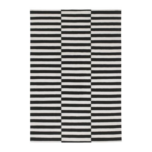 STOCKHOLM Rug, flatwoven, black handmade stripe, off-white stripe black/off-white - 801.048.62
