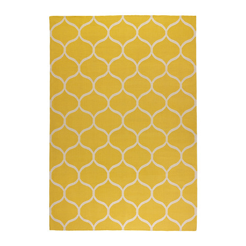 STOCKHOLM Rug, flatwoven, net pattern handmade, net pattern yellow yellow - 102.290.35