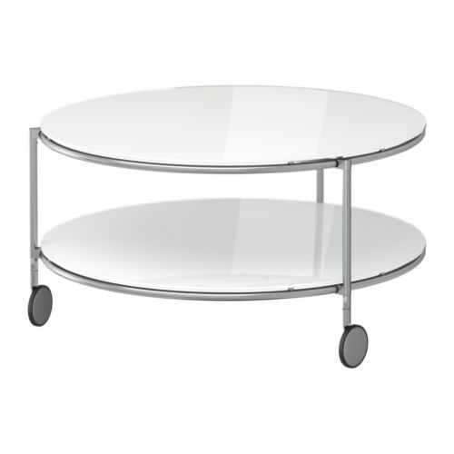 STRIND Coffee table, white, nickel plated - 301.571.03