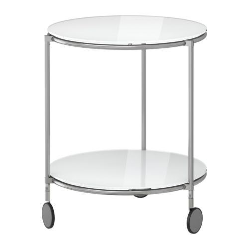 STRIND Side table, white, nickel plated - 201.571.08
