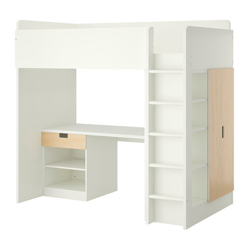 STUVA Loft bed with 1 drawer/2 doors, white, birch
$411.50 - 690.274.60