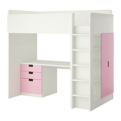 STUVA Loft bed with 3 drawers/2 doors, white, pink
$449.00 - 090.261.85