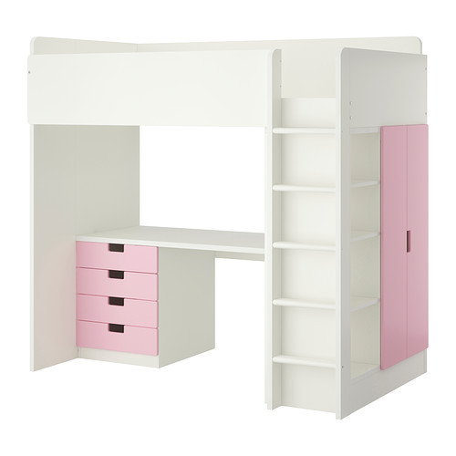 STUVA Loft bed with 4 drawers/2 doors, white, pink
$459.00 - 890.277.08