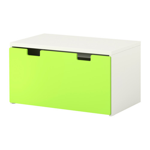 STUVA Storage bench, white, green - 398.737.32